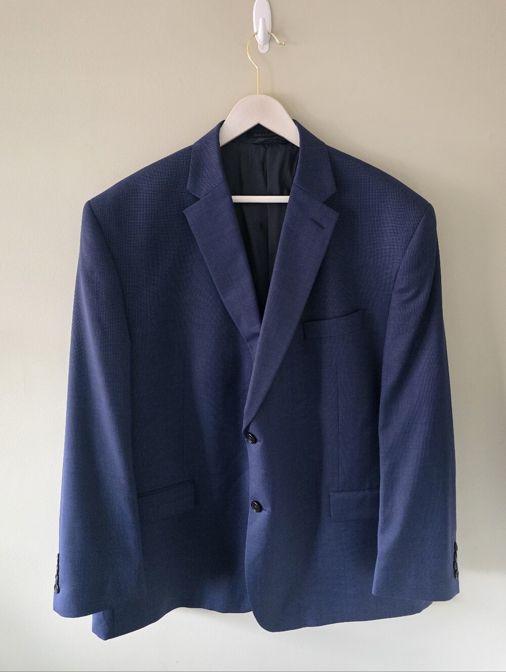NWOT Lauren Ralph Lauren Navy Textured Weave Wool Blazer Size 48R Old Money